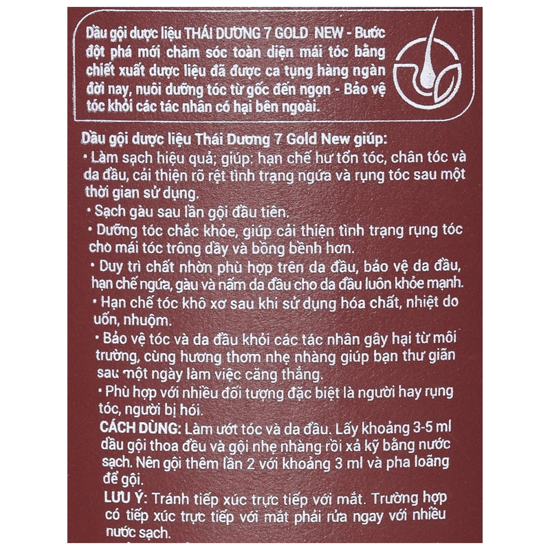 Dầu gội dược liệu Thái Dương 7 Gold sạch gàu, mềm mượt - 6
